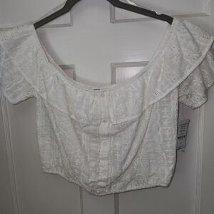 Ardene White Eyelet Off-Shoulder Blouse